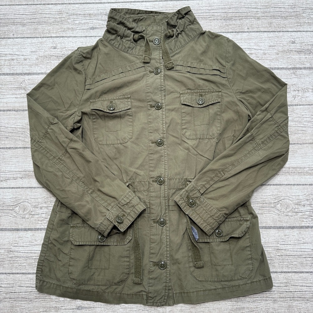 Banana Republic Field Jacket Women's Small Petite Olive Green Cotton Hiking